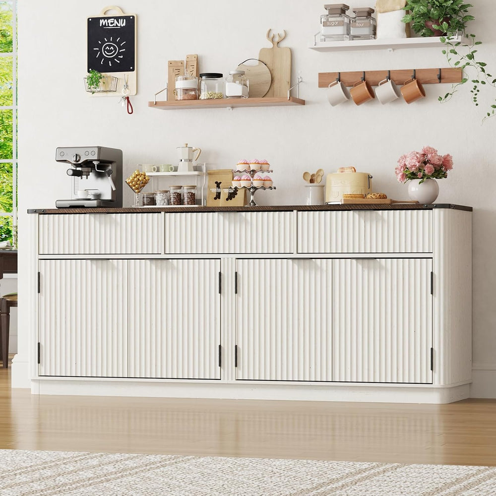 chartustriable 70” Rounded Edge Large Sideboard Buffet Cabinet with 3 Storage...
