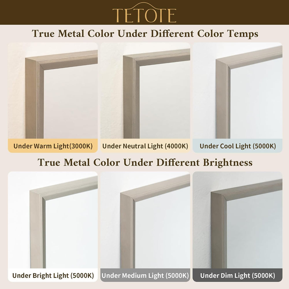 TETOTE Brushed Nickel Bathroom Mirror 24" x 30" Rectangle Beveled F...