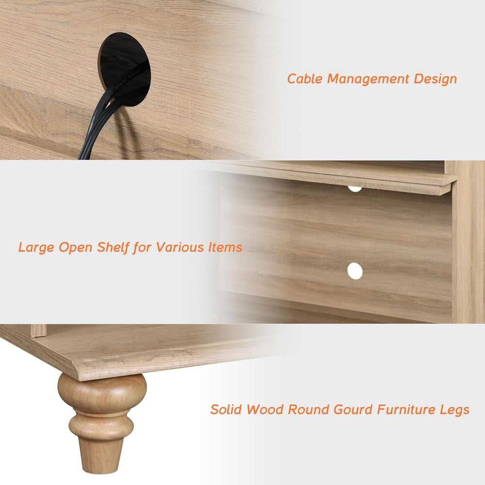 WAMPAT Tall Side Table, Large End Table with 2 Storages for Living Room, Farm...