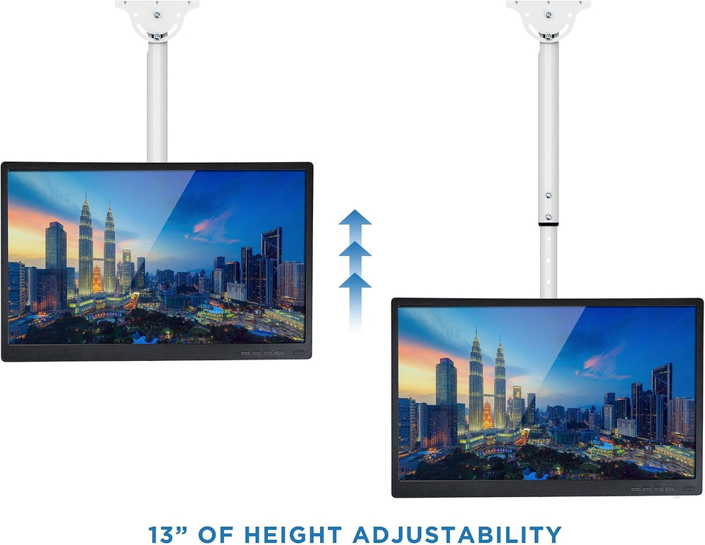 Mount-It! TV Ceiling Mount Bracket, 32-75", 110 lbs, White | Full motion...