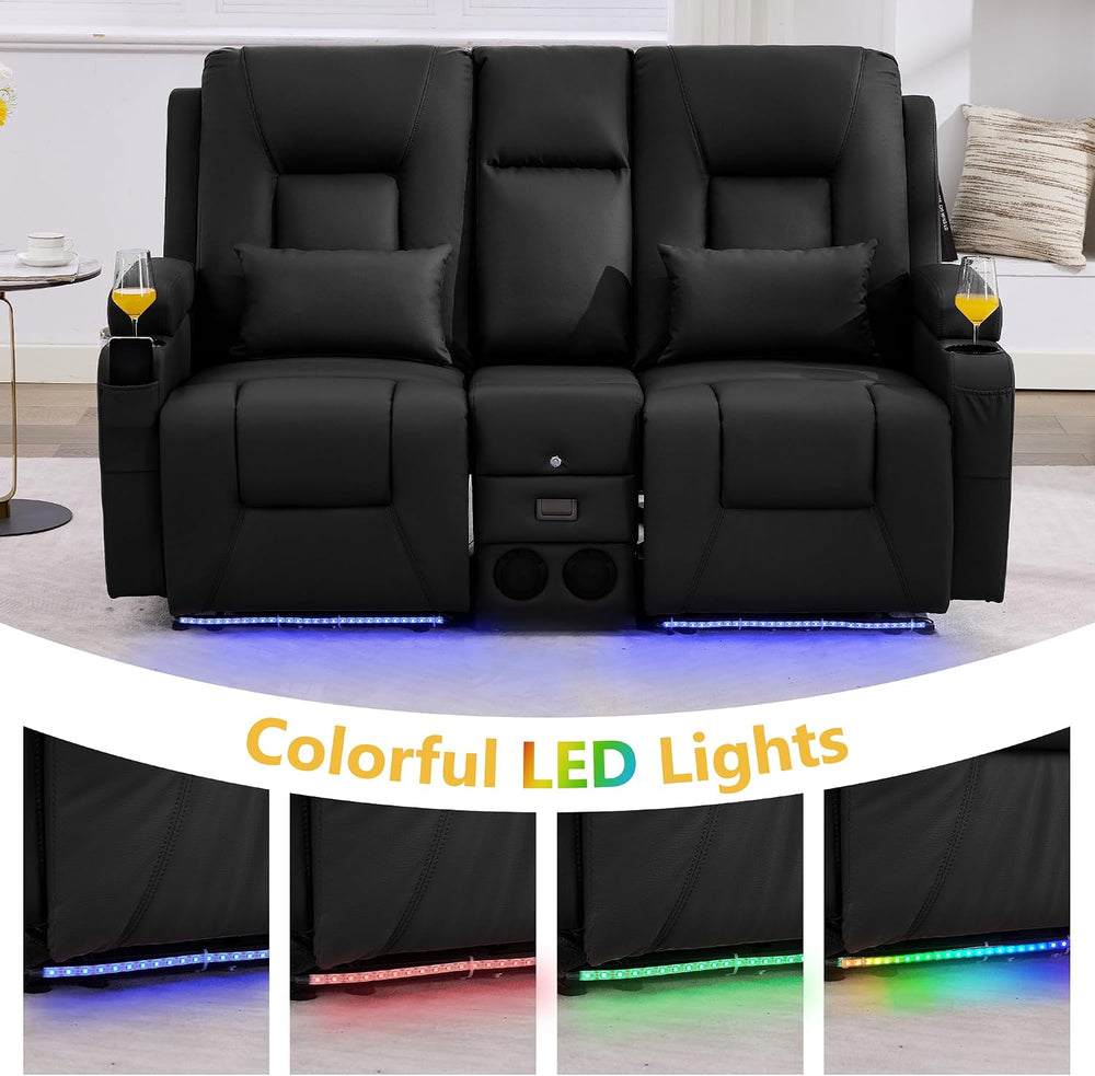 URRED Wall Hugger Power Reclining Loveseat Sofa,Black:68.1" - 2 Seats