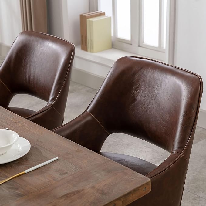PU Leather Dining Chairs Set of 6 Upholstered Farmhouse Kitchen Chair Side Ch...