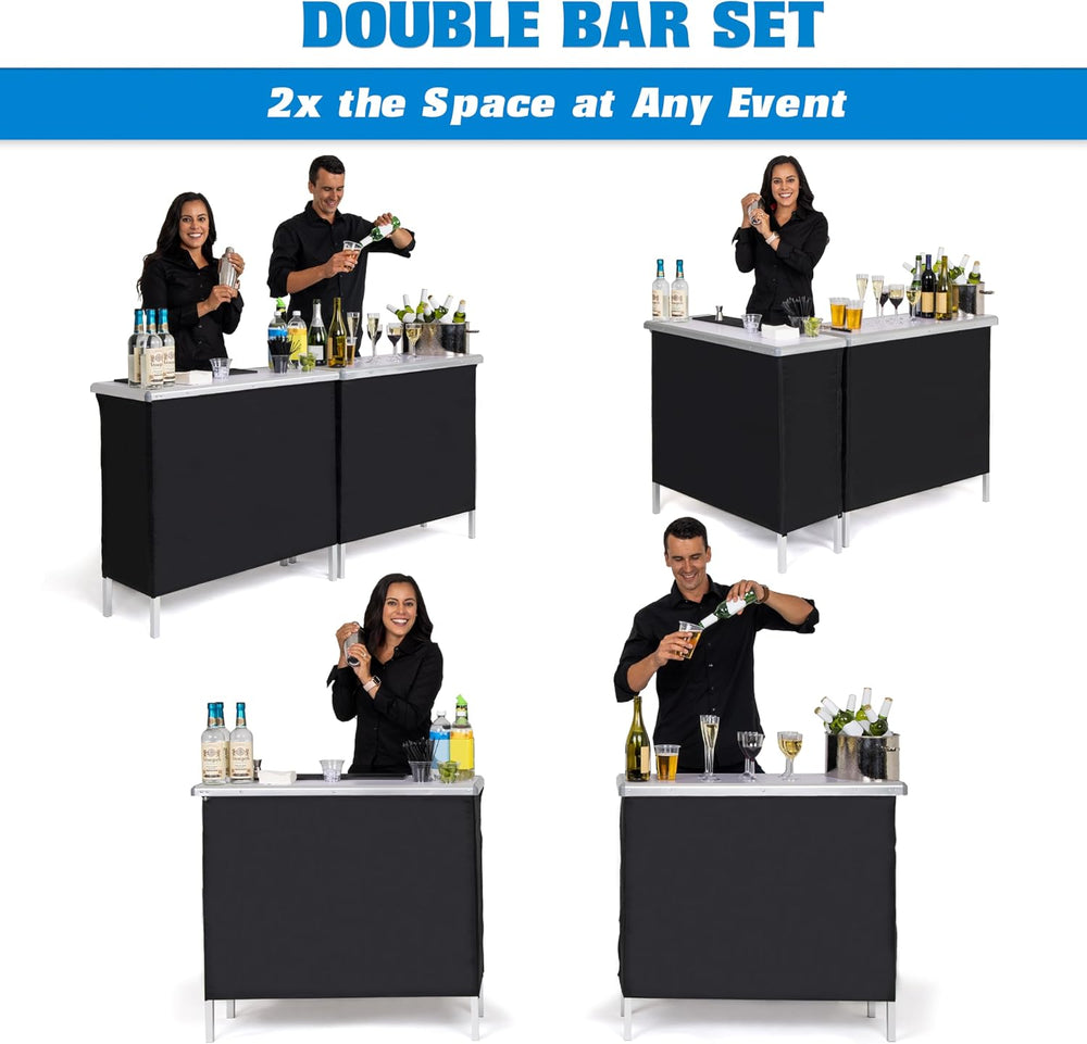 GoBar Portable Double Bar Table Set - Mobile Bartender Station for Events - I...
