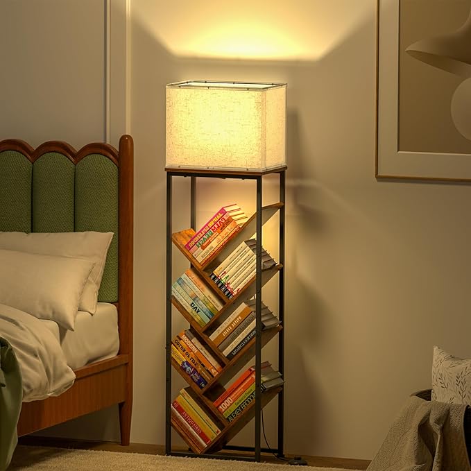 Tree Bookshelf with Light - 8 Tier Floor Standing Tree Bookshelf for Hardcove...