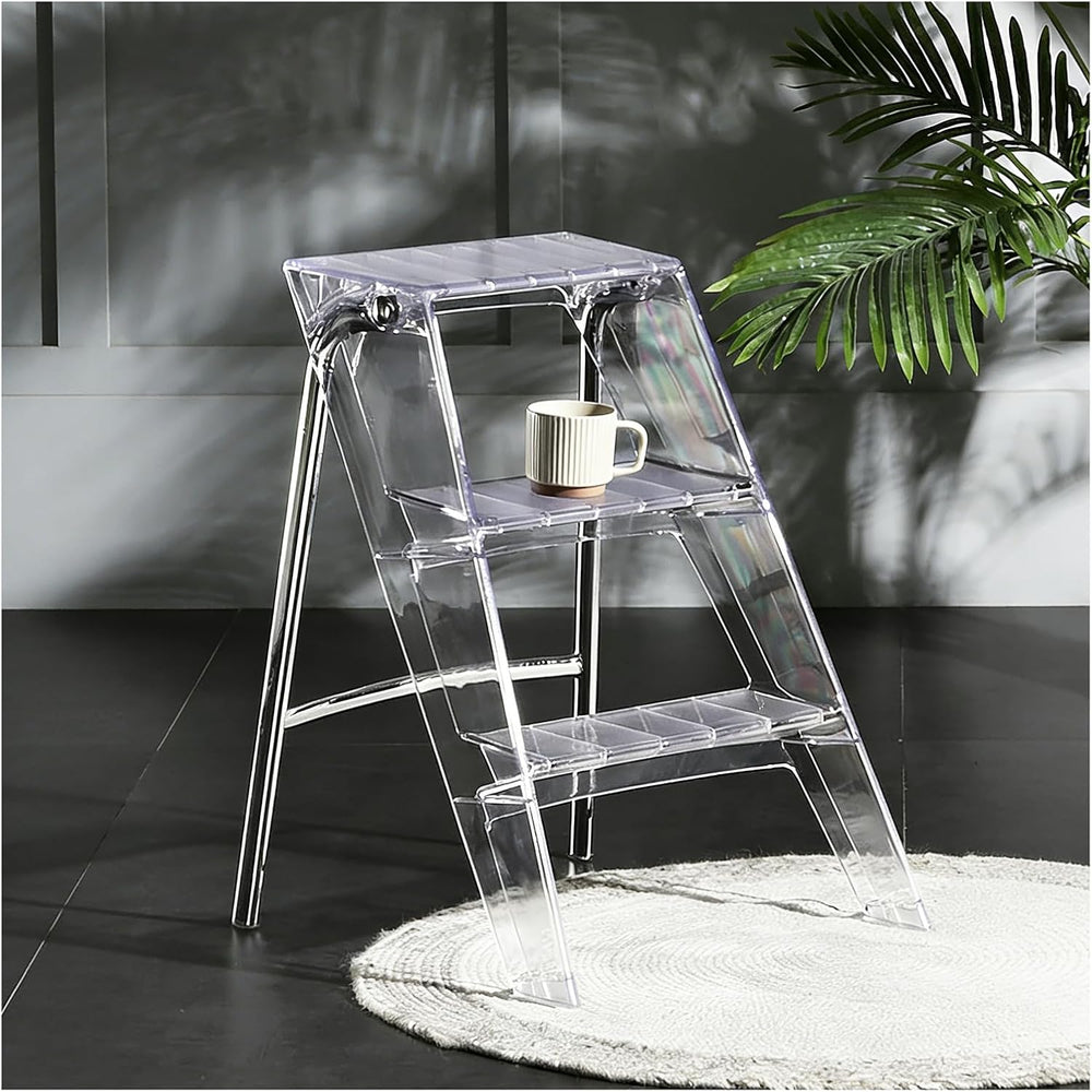 Acrylic Folding Step Stool for Adults,Portable 3 Step Ladder No Assembly | 35...