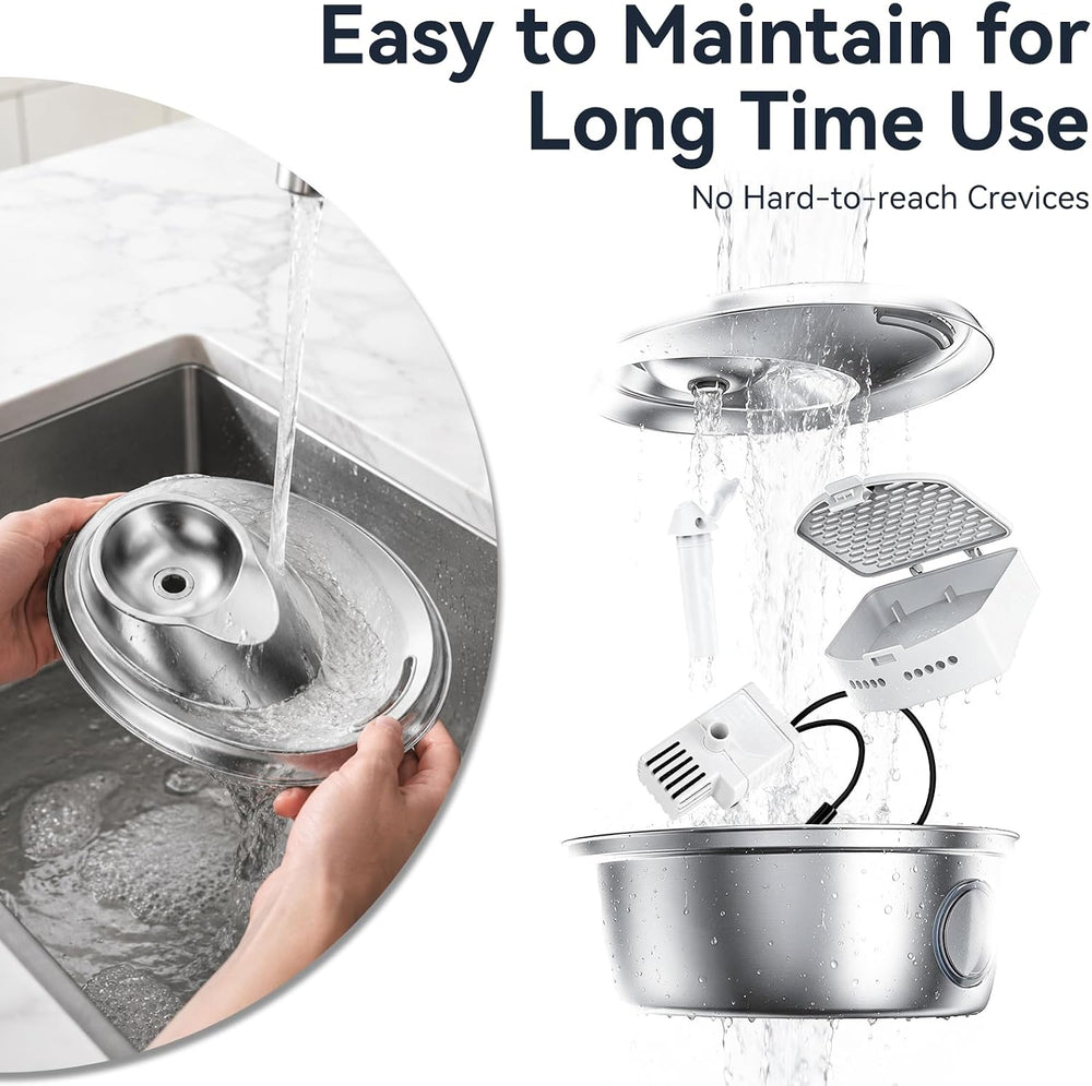 ORSDA Stainless Steel Cat Water Fountain, Automatic Pet Water Fountain, 100oz...