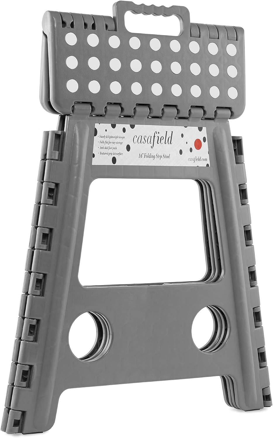 Casafield 16" Folding Step Stool with Handle (Set of 2), Gray - Portable...