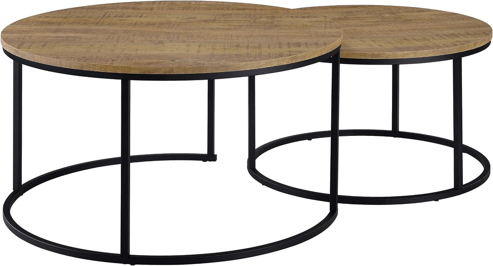 35" Textured Mango Wood Nesting End Table, Nesting End Tables with Open ...