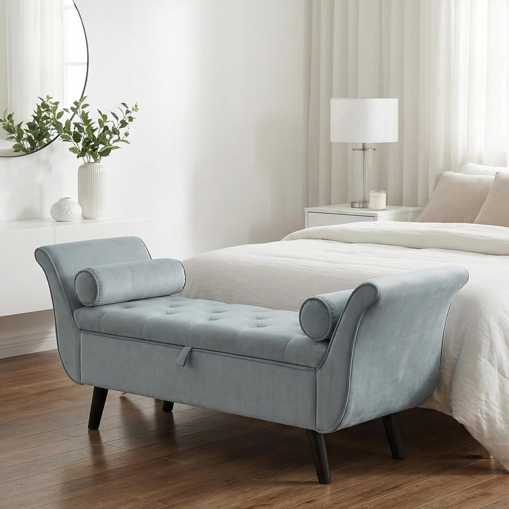 Velvet Bench for Bedroom End of Bed, 60.5 inch Upholstered Button Tufted Otto...