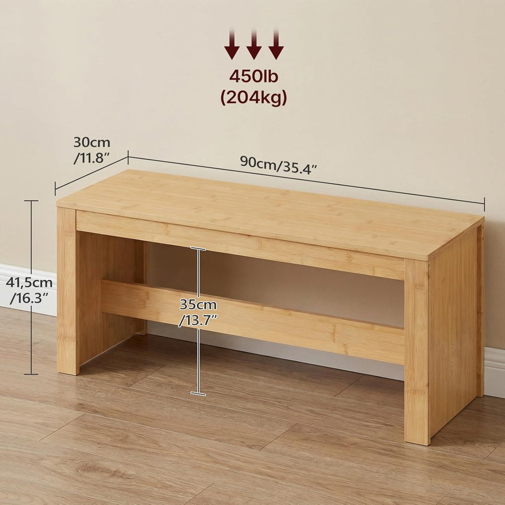 MAHANCRIS Entryway Shoe Rack Bench, 35.4 Inch Bamboo Dining Bench, Table Benc...