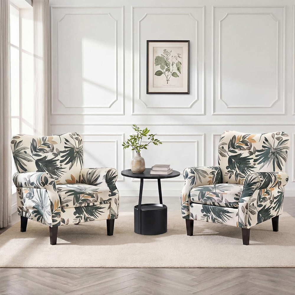 YOLENY Mid Century Wingback Arm Chair, Modern Upholstered Fabric High Back Ac...