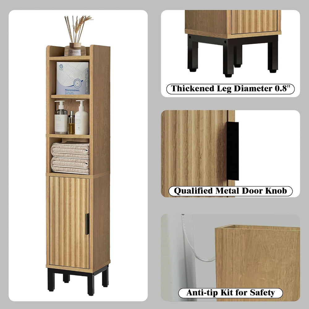 FerniTry Narrow Bathroom Storage Cabinet, Corner Toilet Paper Floor Cabinet 5...