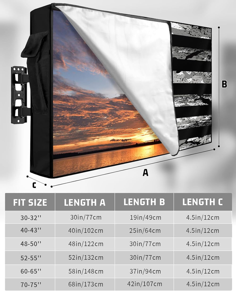 American Flag Outdoor TV Cover 48 to 50 Inch Weatherproof, Camouflage Black S...
