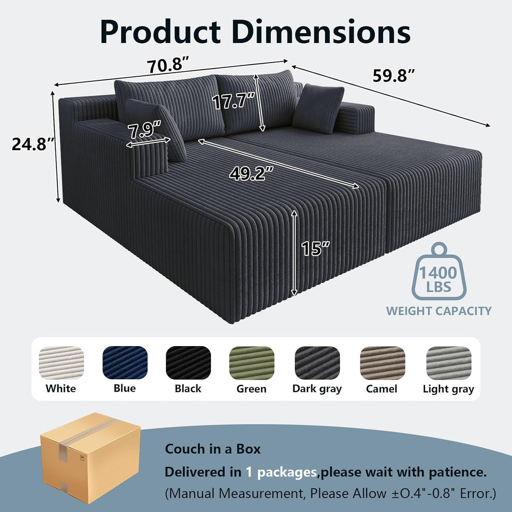 LUCKHAO 71" Oversized Chaise Lounge Chair,Sectional Double Lounge Chaise...