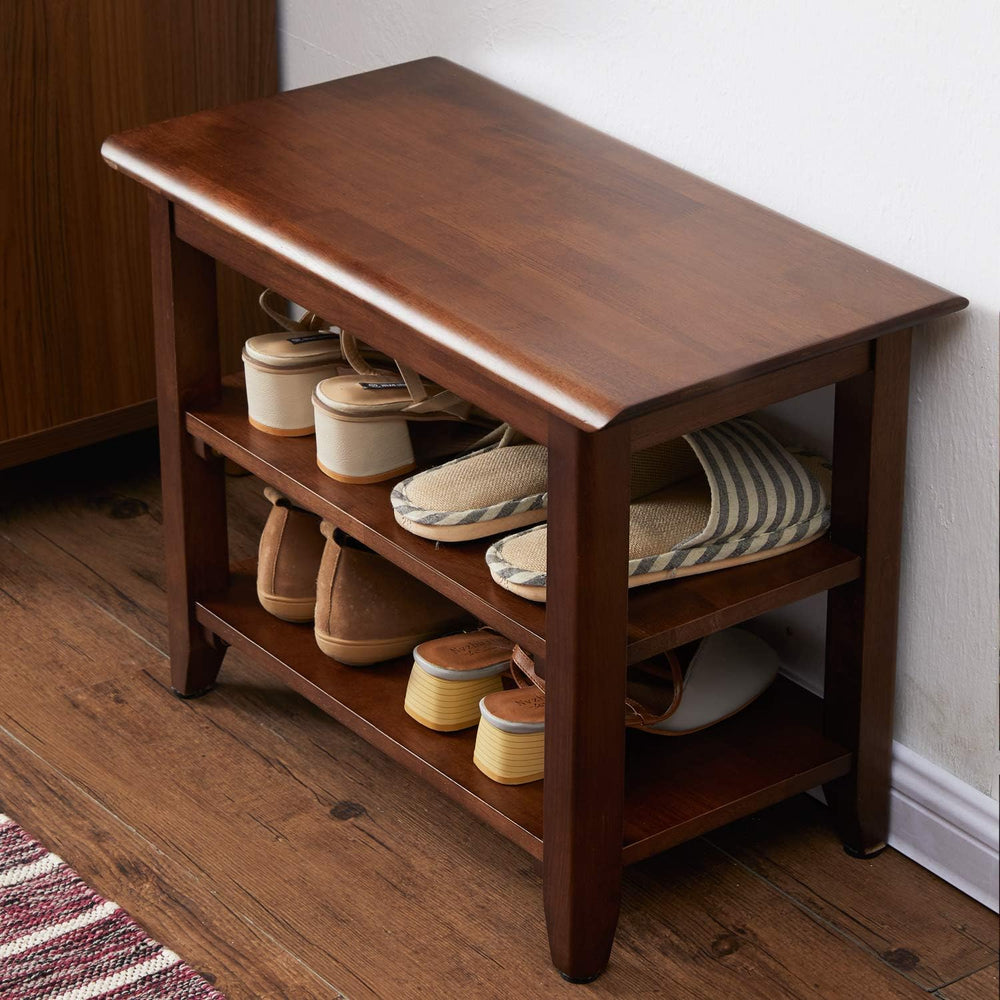 XKZG Shoe Rack Bench Wooden Shoe Storage Bench Entryway Bench, Brown, 23.6&qu...