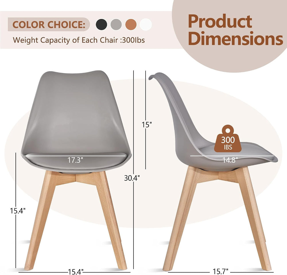 VECELO Dining Chairs Set of 4, Mid-Century Modern Kitchen & Dining Room C...