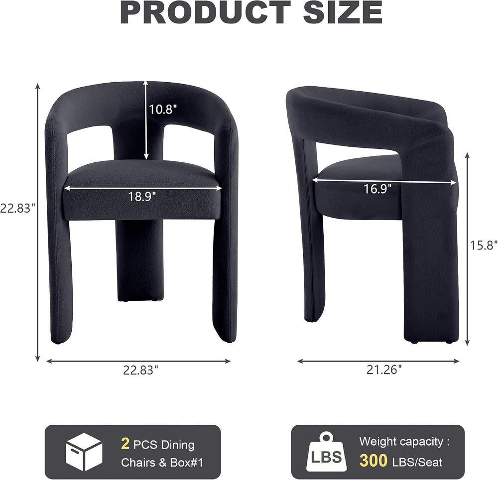 GNIXUU Barrel Dining Chair Set of 2, Modern Upholstered Boucle Dining Room Ch...