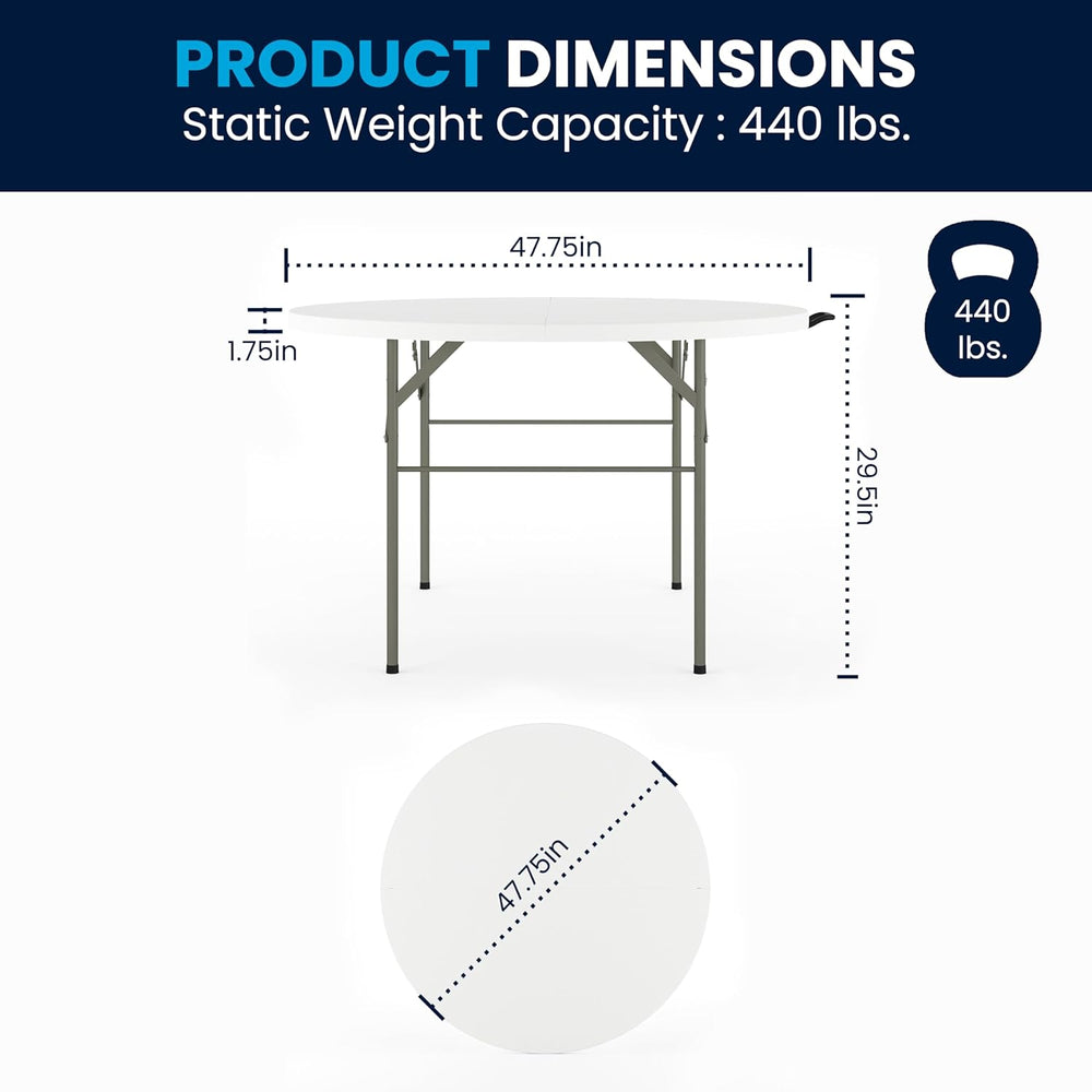 Flash Furniture 4-Foot Round Bi-Fold Granite White Plastic Folding Table | Li...