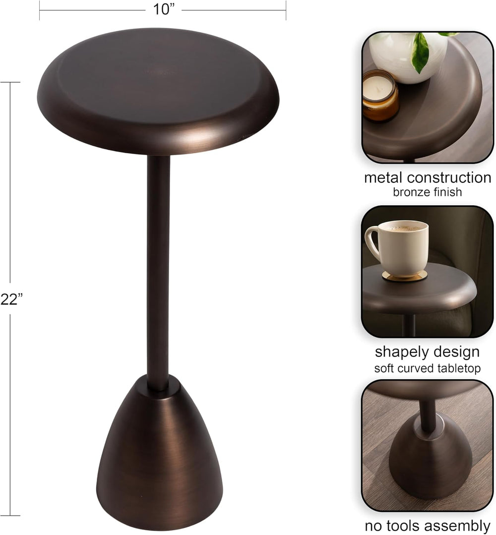 Kate and Laurel Morizet Modern Round Drink Table, 10 x 10 x 22, Bronze, Trans...