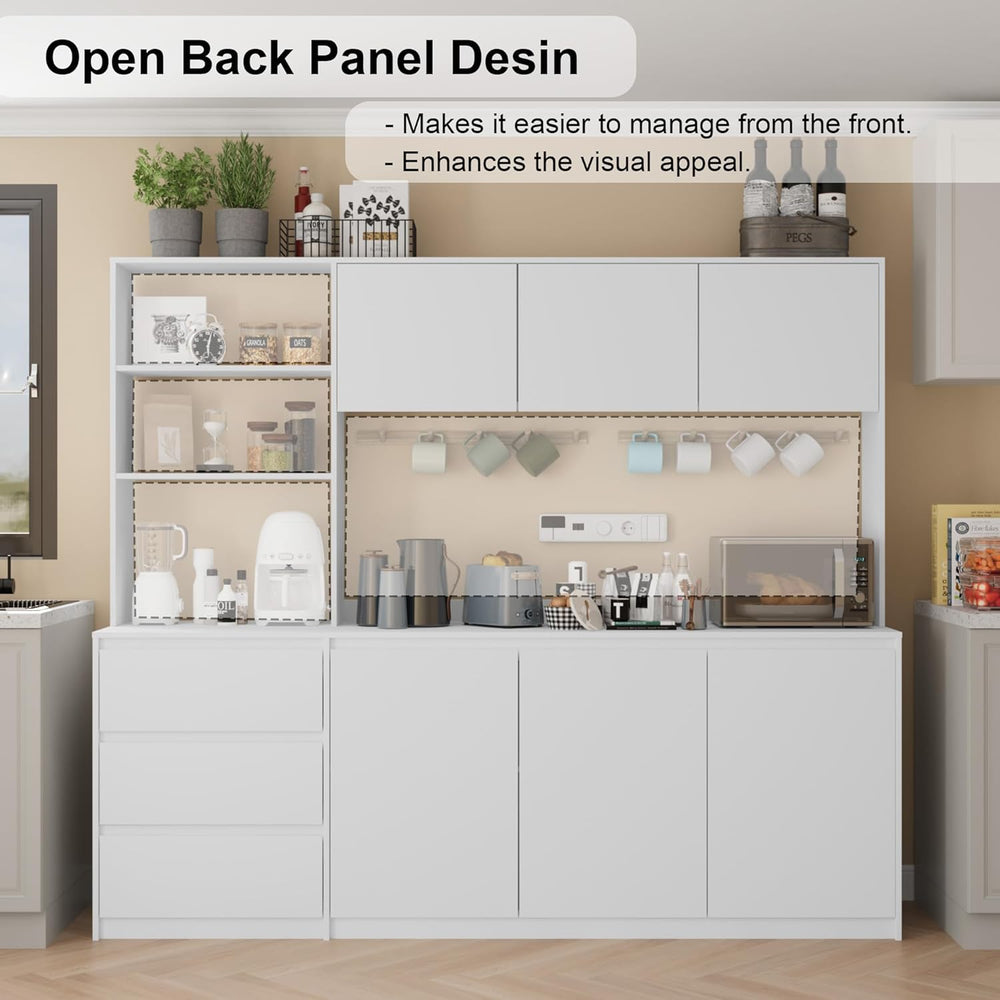 Mekminop Extra Large Kitchen Pantry with Microwave Shelf, Kitchen Hutch Stora...