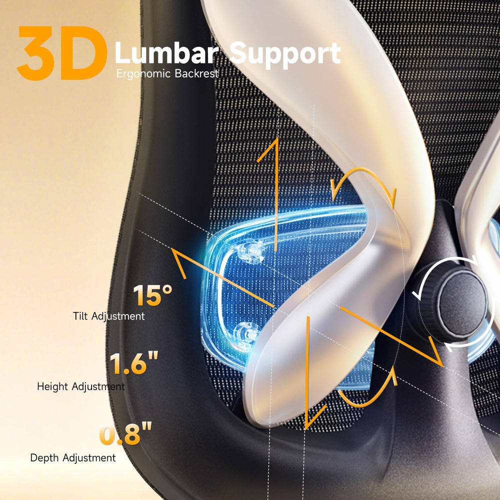 amseatec Mesh Office Chair with Headrest, Ergonomic Reclining Desk Chair | 5D...
