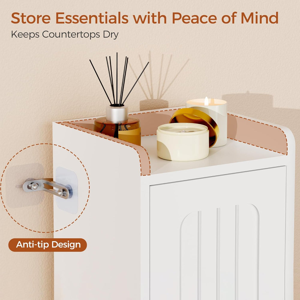 ANWBROAD Slim Bathroom Storage Cabinet Corner Narrow Cabinet with 2 Doors and...
