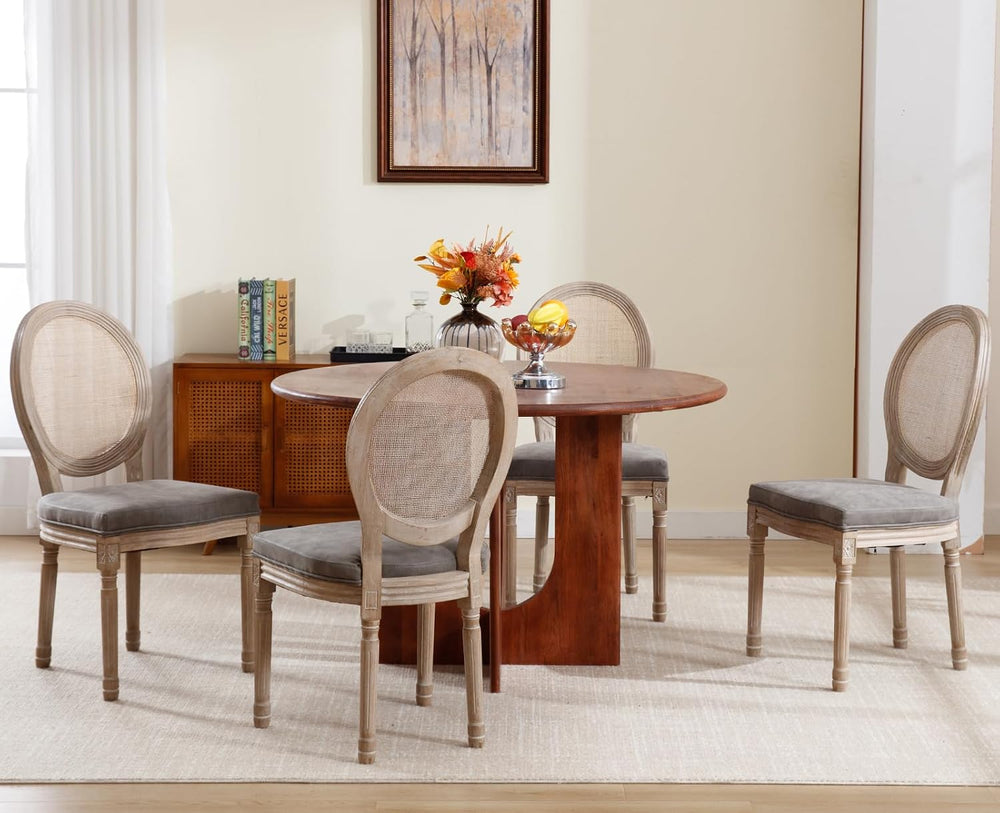 chairus Farmhouse Rattan Dining Chairs Set of 2, Leather French Country Chair...