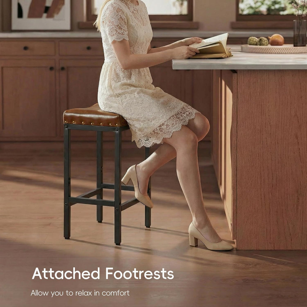 Forteek 25.5'' Bar Stools Set of 2, Counter Height Barstools with Nai...
