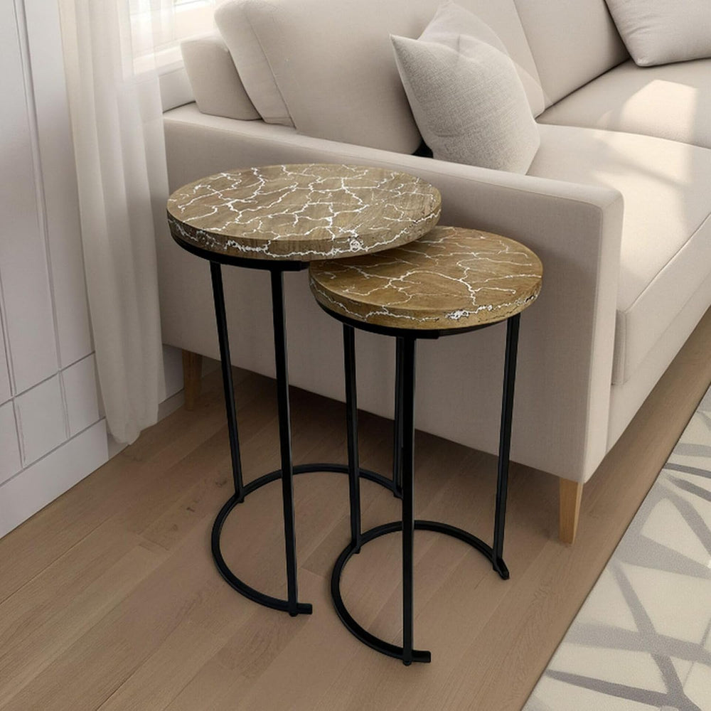 Carolina Chair & Table Electra Round Nesting Accent Table Set - Mango Woo...