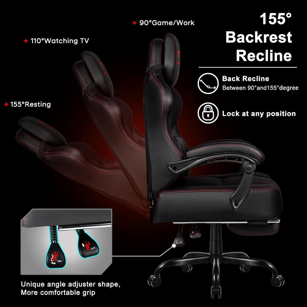 VITESSE Big and Tall Gaming Chair 400lb Capacity with Footrest | Racing-Style...