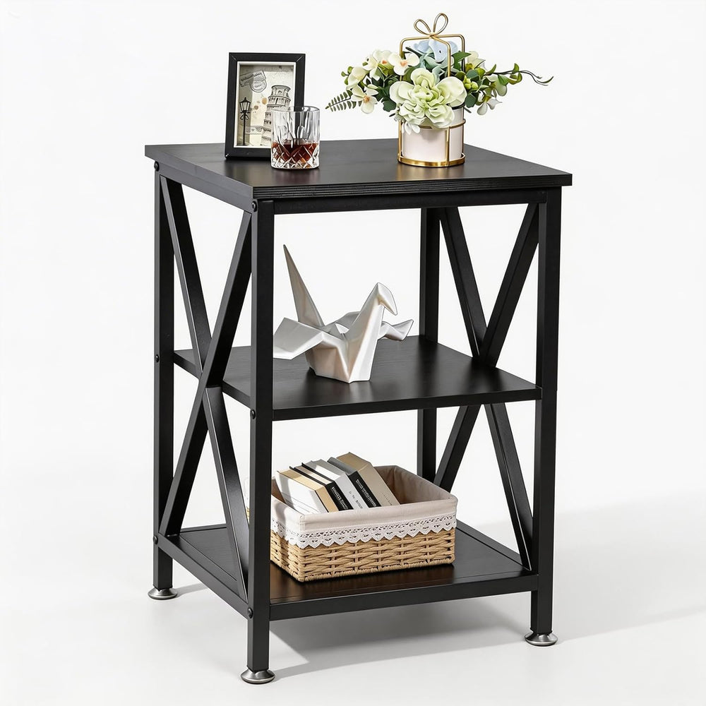 TooCust Square End Table with Storage Shelf, 16" D X 16" W X 24&quo...