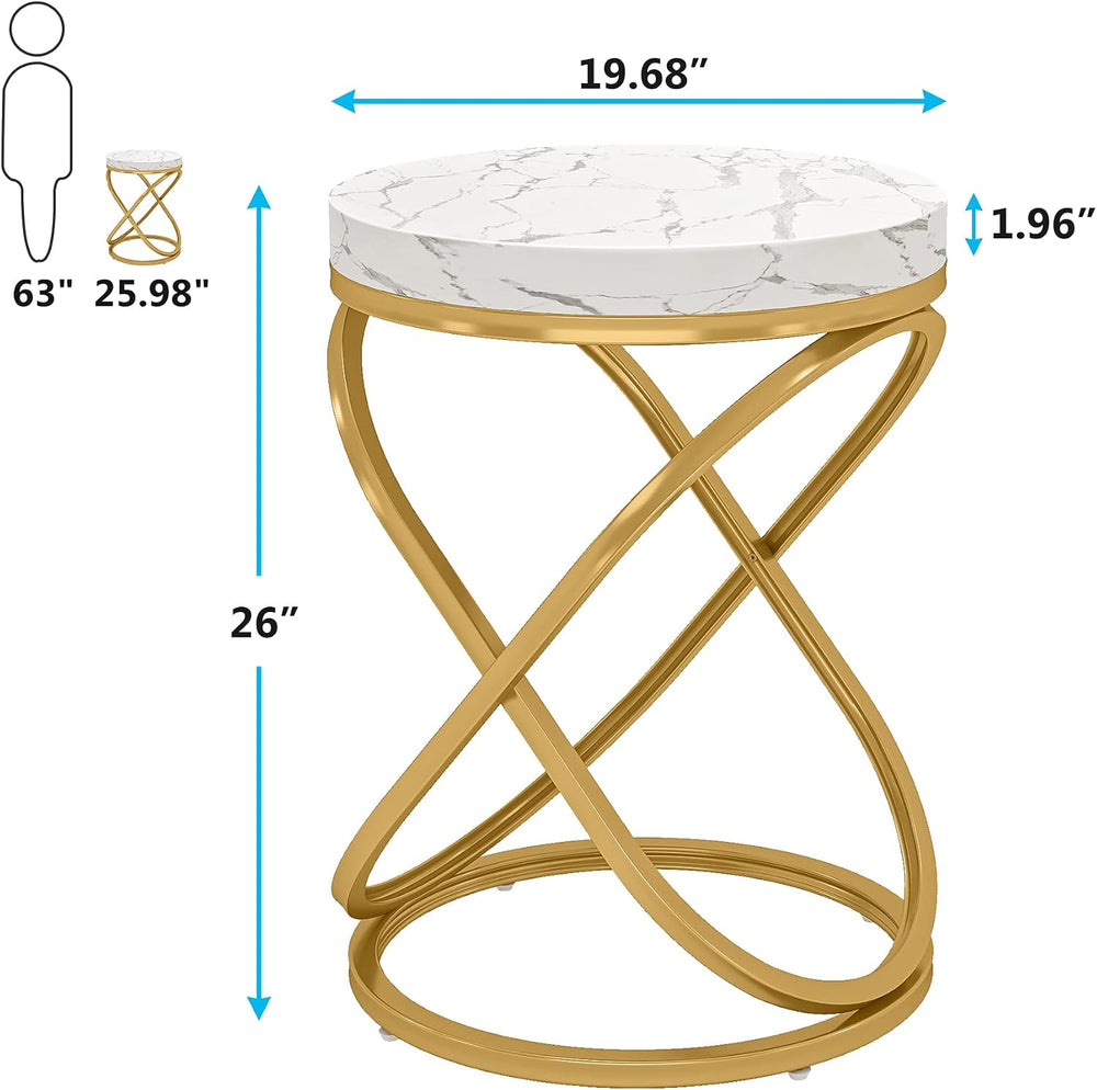 Tribesigns Round End Table with Engineered Wood Tabletop, 26 Inches Round Sid...