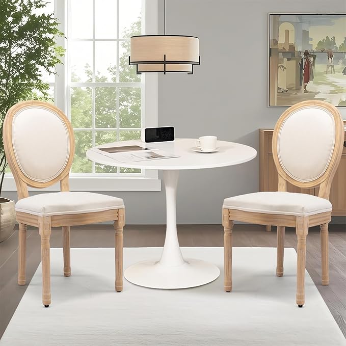 3-Piece 31.5" Round Dining Table Set for 2 with Upholstered Chairs – Spa...