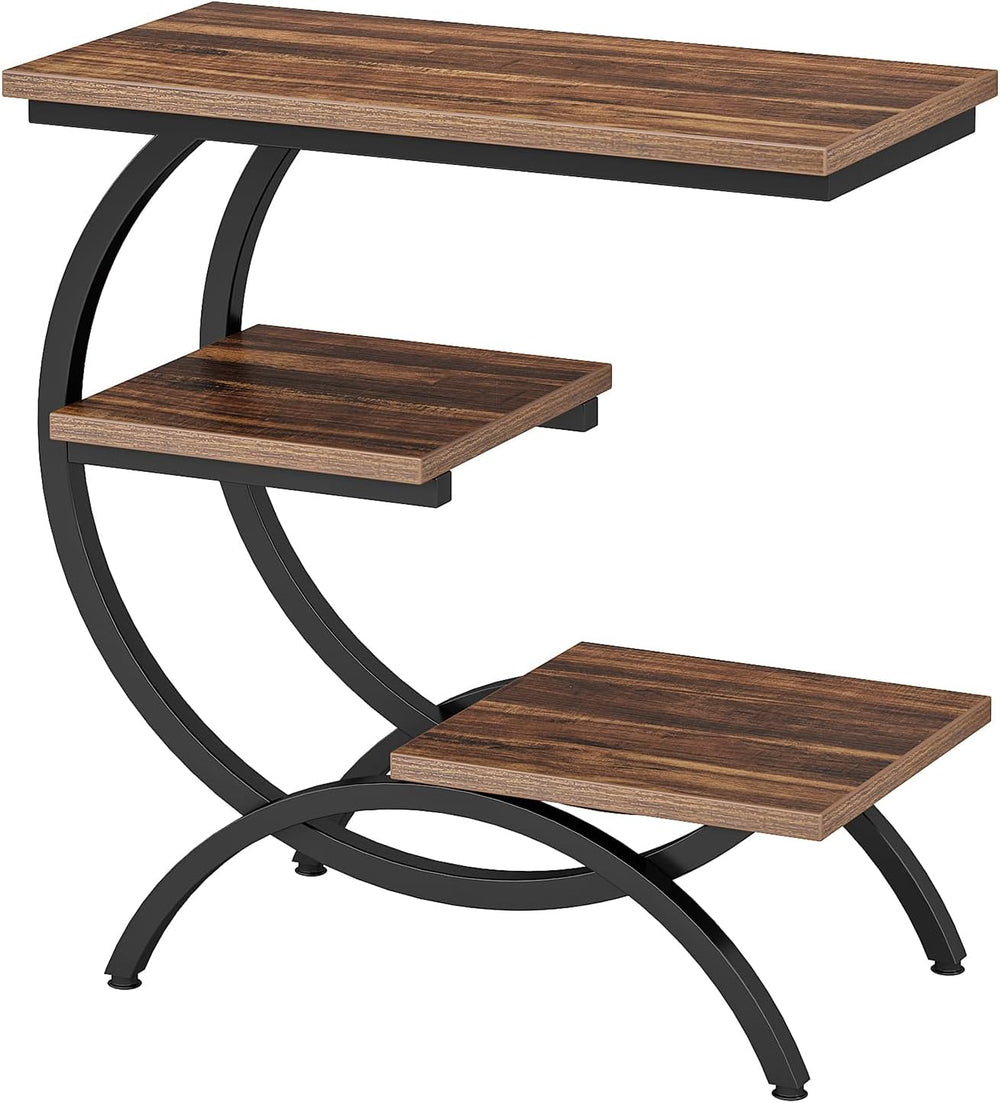 Tribesigns C Shaped End Table, Small Side Table for Couch, Industrial 3-Tier ...