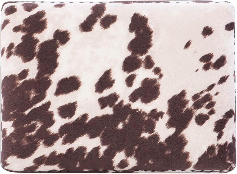 Linon Harlow Brown Cow Print Backless 24 Inch Seat Height Counter Stool