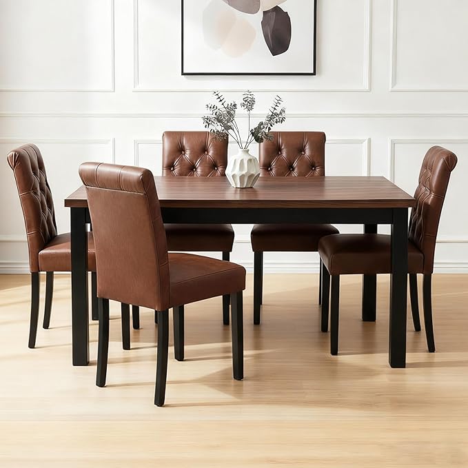 PU Leather Dining Chairs Set of 4 Upholstered Dining Room Chairs Modern Tufte...