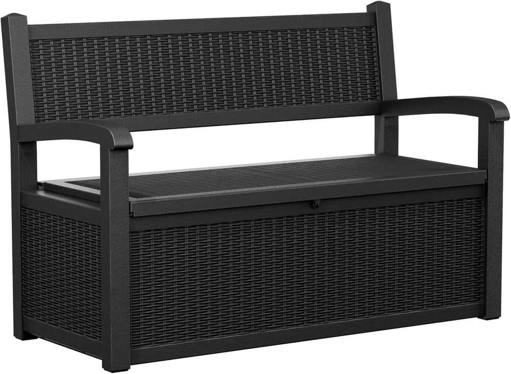 PatioZen 80 Gallon Outdoor Storage Bench Deck Box Waterproof Lockable,Outdoor...
