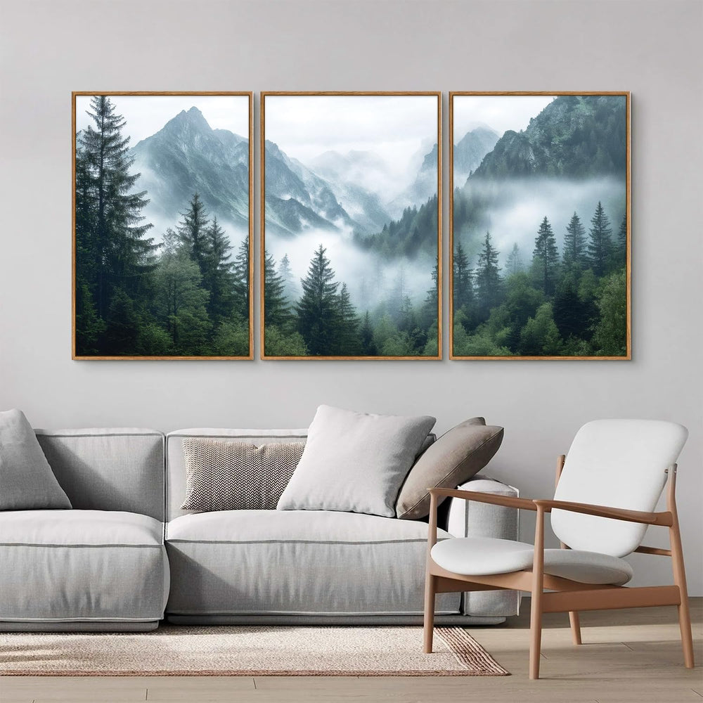 YeeHomedec Large Mountain Framed Canvas Wall Art, Mordern Calming Forest Wall...