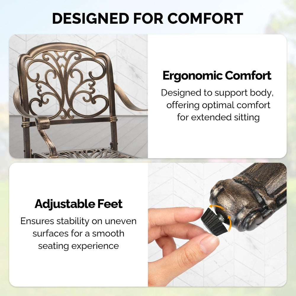 VINGLI Patio Chairs Set of 4 - Stackable Outdoor Cast Aluminum Dining Chairs ...