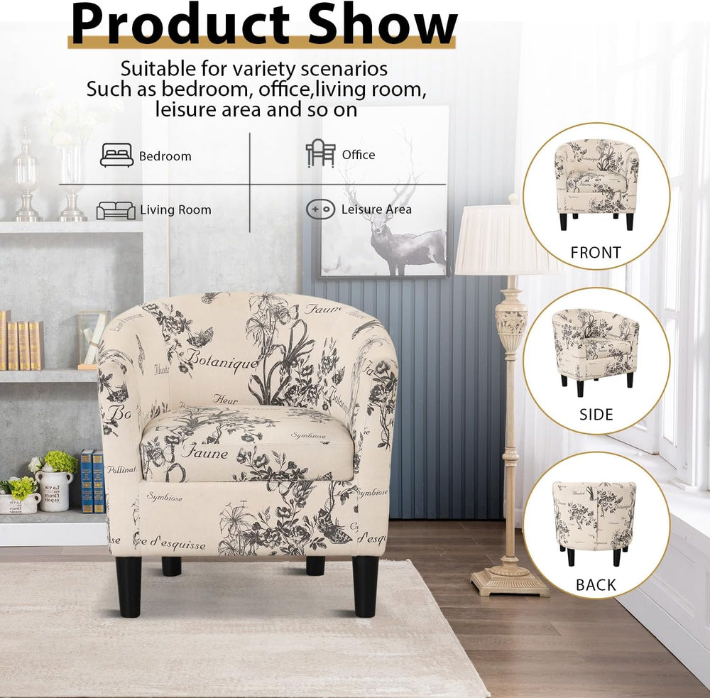 INZOY Modern Accent Chair with Ottoman for Small Space, Club Chair with Ottom...