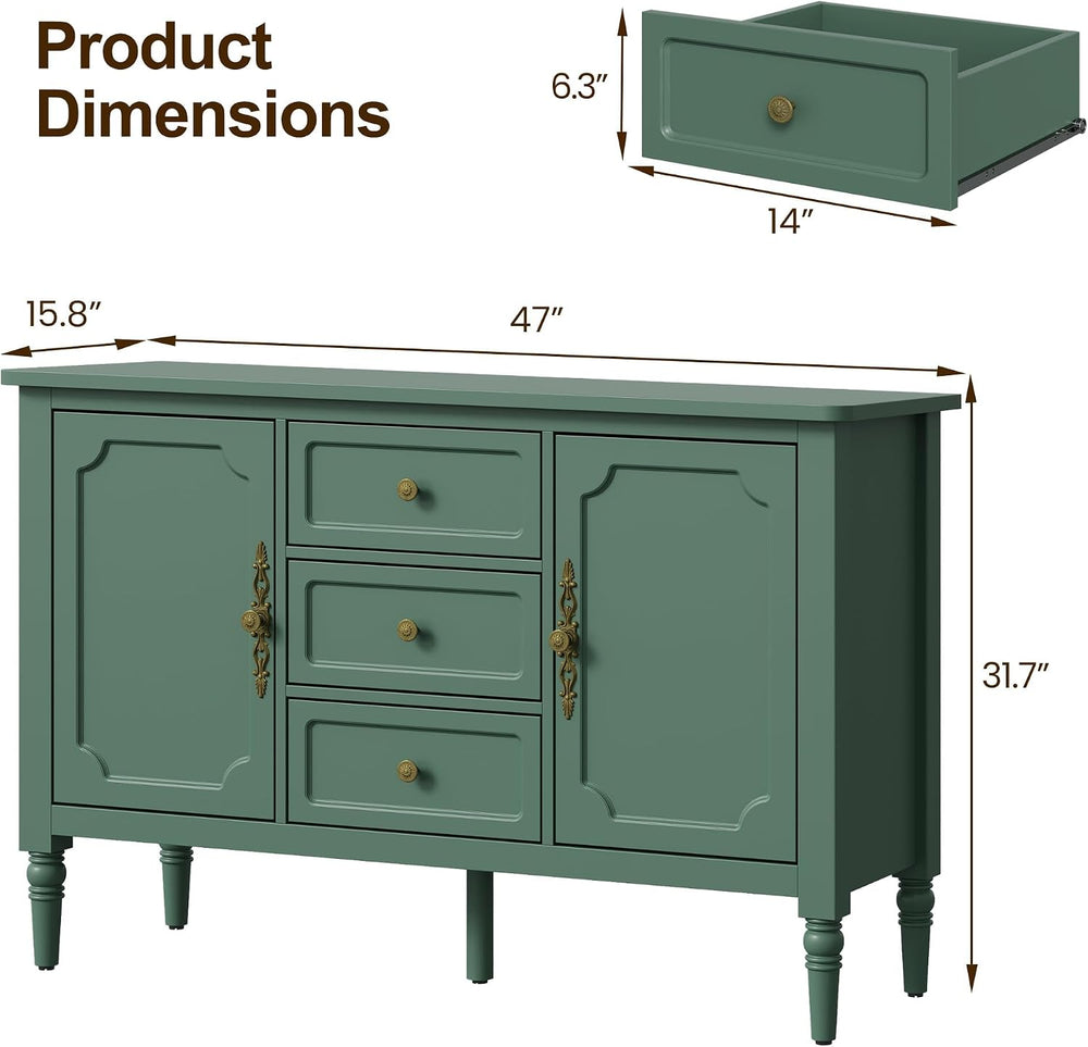 RoyalCraft Buffet Cabinet with Storage, Vintage Sideboard with 2 Doors & ...