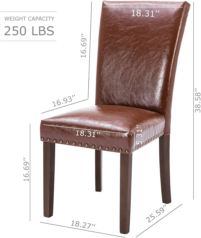 COLAMY Upholstered Parsons Dining Chairs Set of 4, PU Leather Dining Room Kit...