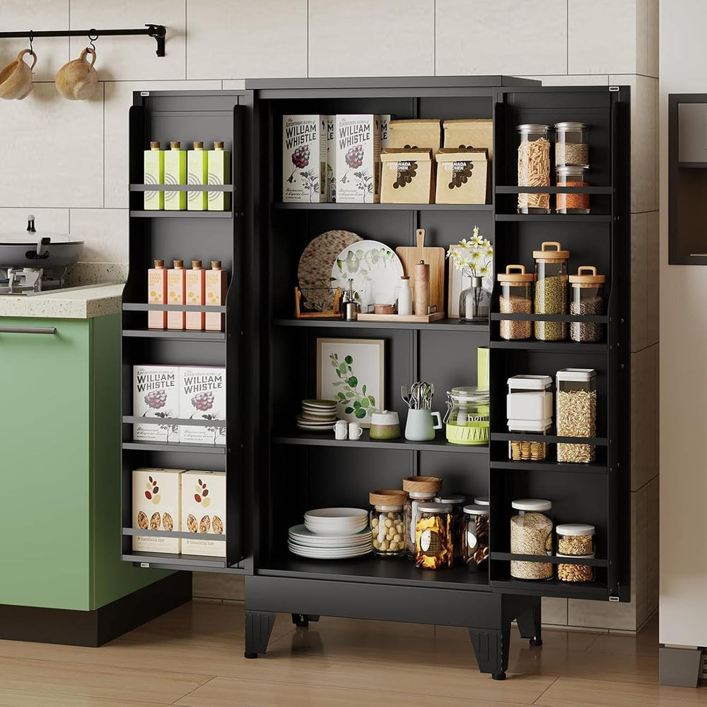 47.2" H Tall Metal Kitchen Pantry Storage Cabinet, Freestanding Storage ...