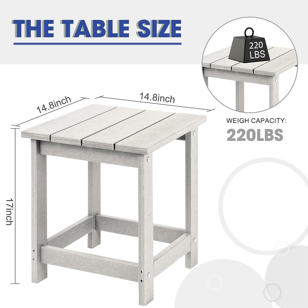 LZRS Patio Side Table, Heavy Duty HDPE Outdoor End Table with Wood Texture, W...