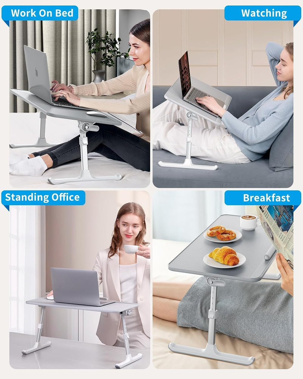 SAIJI Non-Slip Leather Lap Desk Laptop Bed Tray Table, Laptop Stand for Bed