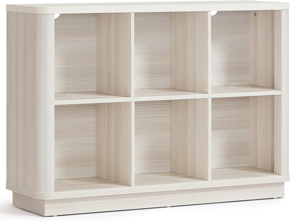 Joaxswe 6 Cube Bookcase, 40" Wide Horizontal 2-Tier Book Shelf w/Curved ...