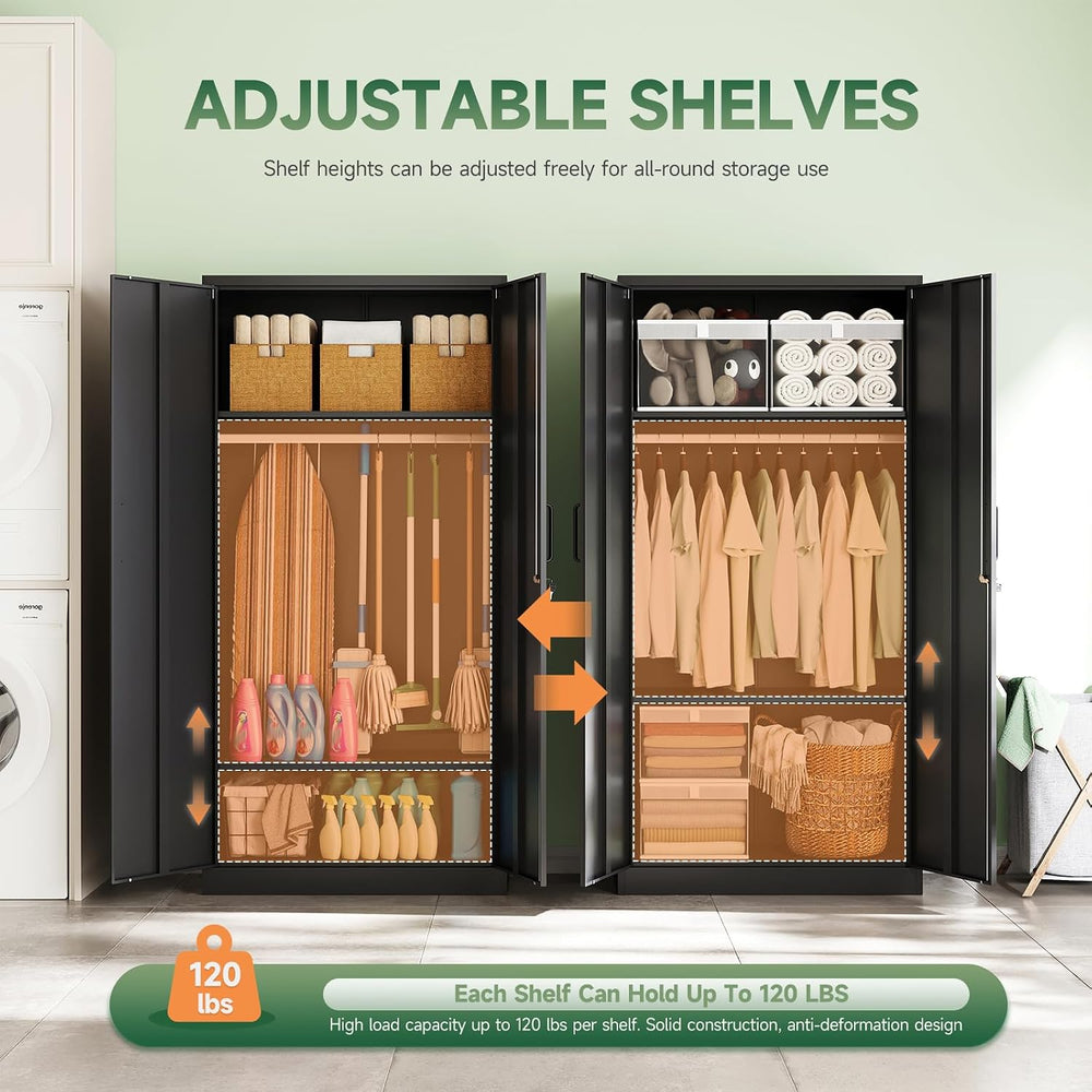 Letaya Metal Wardrobe Cabinets with Lock,Clothing Locker 72" X 36" ...