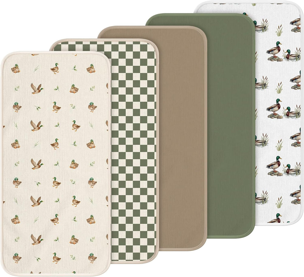 Hahafelt 5 Pcs Waterproof Changing Pad Liner, Mallard