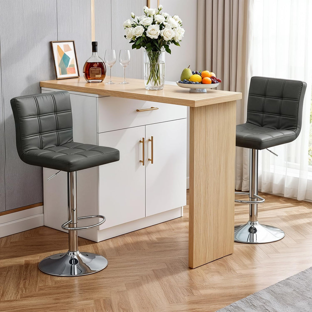 ZENY Set of 4 Adjustable Swivel Barstools, Modern PU Leather Kitchen Counter ...