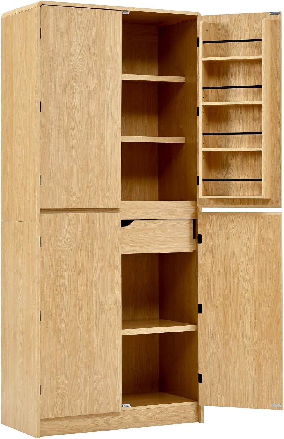 72" Tall Pantry Cabinets for Kitchen Storage, Natural Pantry Storage Cab...